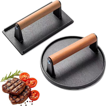 Cast Iron Burger Press, 5.7" & 8" Bacon Grill Press