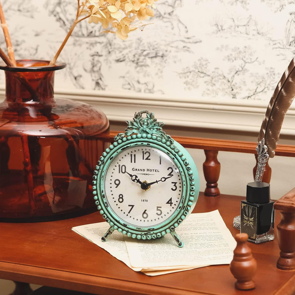HOME Antique Table Clock Silent Non-Ticking