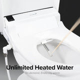 Elongated Electric Smart Bidet Toilet Seat with Remote Control, Unlimited On-Demand Warm Water