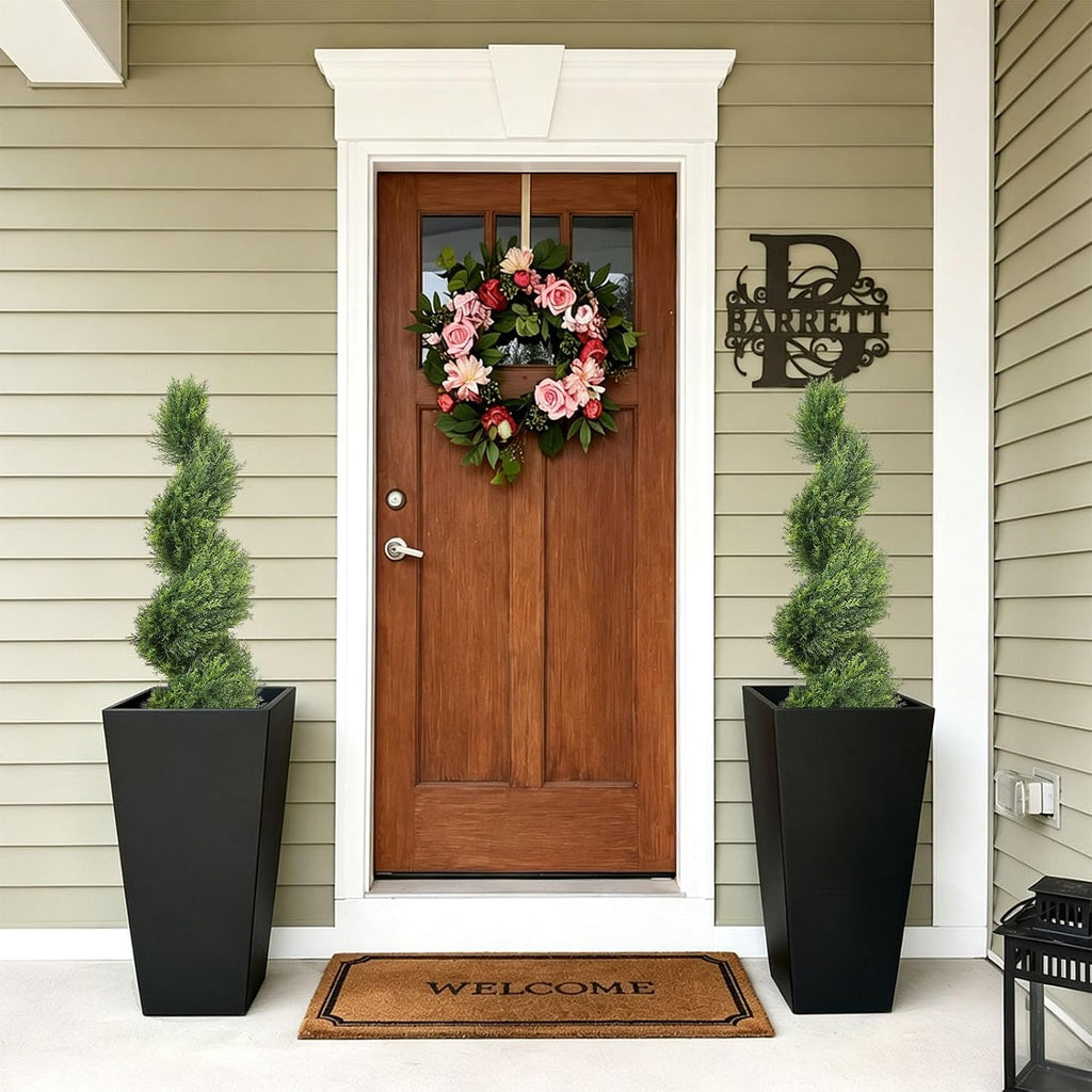 3ft Tall Spiral Topiary Trees Artificial Outdoor Set of 2 | UV Resistant Realistic Faux Cedar Cypress Fake Plants