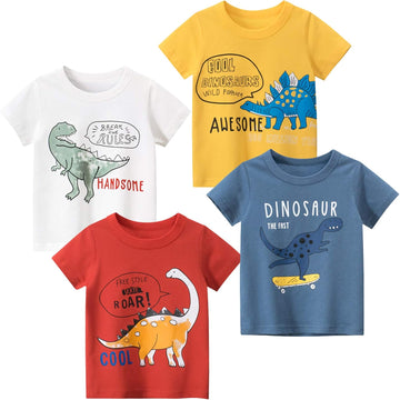 Boys' Pack Excavator Short Sleeve Crewneck T-Shirts Top Tee Toddler Boys' Value Pack Cotton T-Shirt