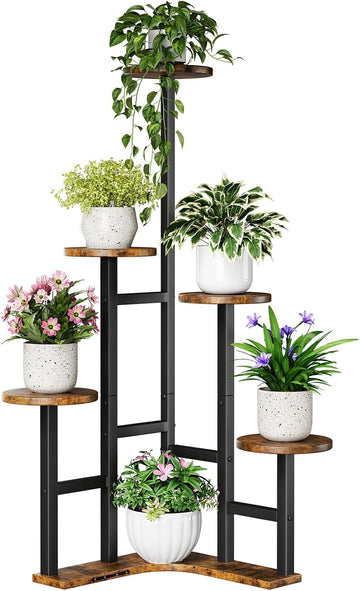Corner Plant Stand Indoor, 6 Tiered Corner Plant Shelf Flower Stand for Multiple Plants, Plant Shelves Organizer Rack