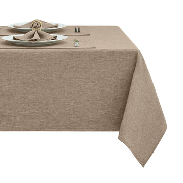 Flaxen 60x144 Rectangular Polyester Linen Farmhouse Tablecloth