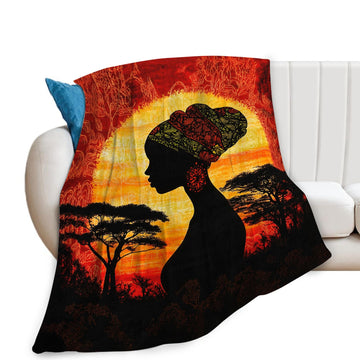 African Woman Blankets, Tribal Throw Blanket, Boho Feminine Gifts, 40"X50"