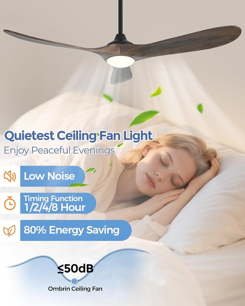 60 inch Outdoor Ceiling Fans with Lights,Smart Wood Ceiling Fan for Alexa,Google & APP Control,Indoor/Outdoor