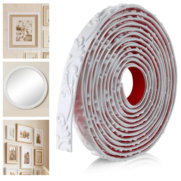 White Peel and Stick Crown Molding, 16.4 FT x 1.02 Inch Self-Adhesive