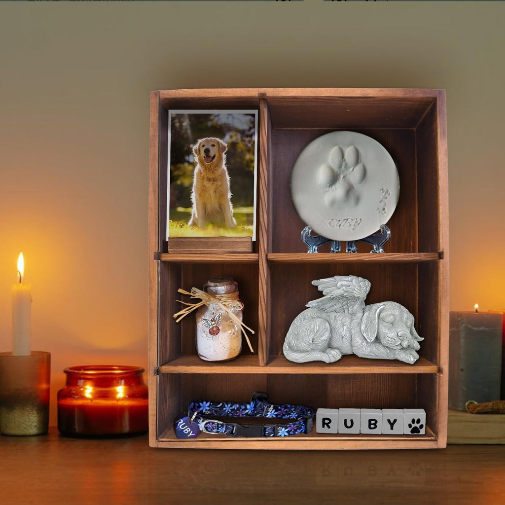 Solid Wood 11*14" Pet Memorial Shadow Box with Adjustable Shelves