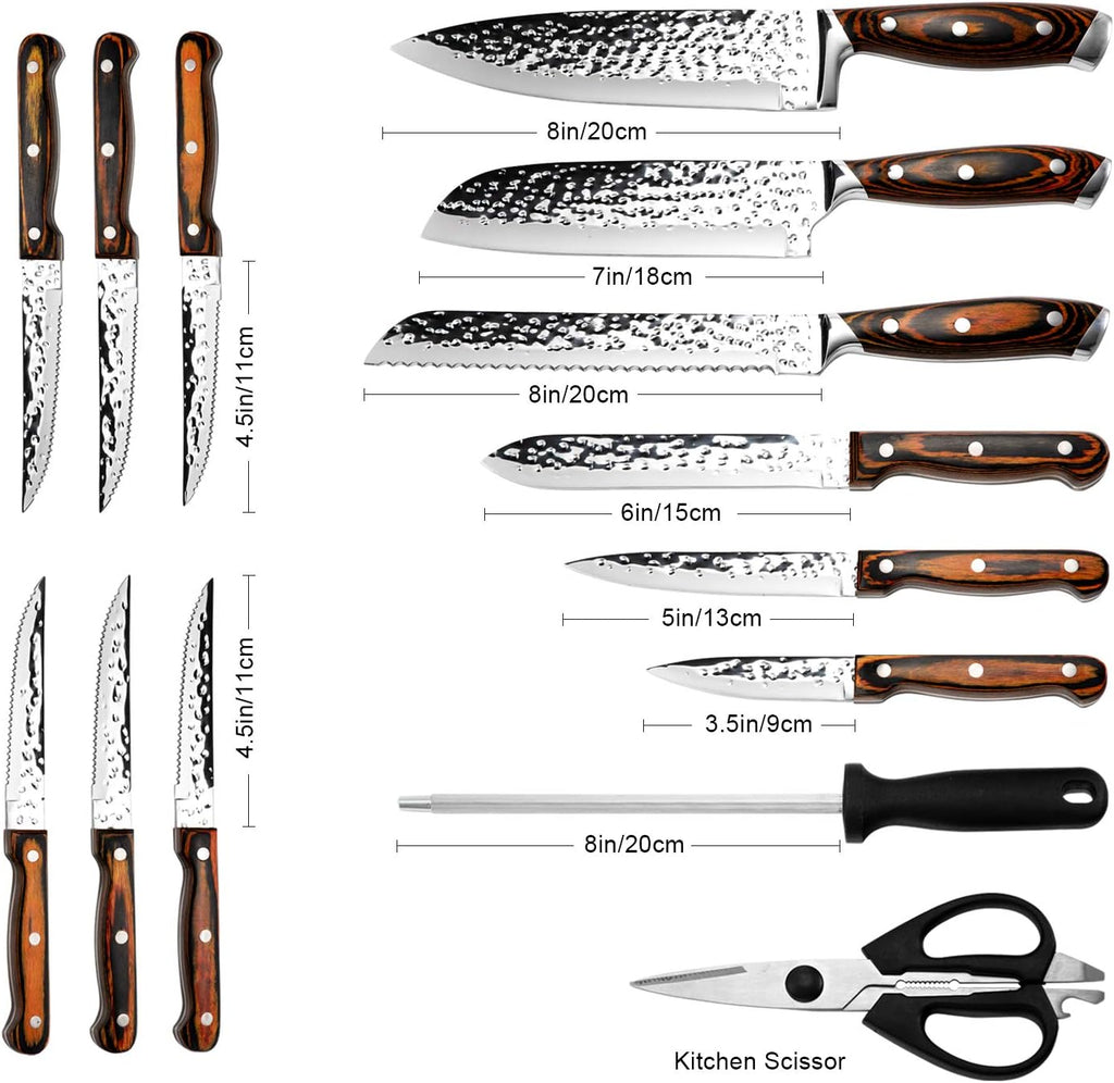 Kitchen Knife Set,15-Piece Knife Set With Block Wooden,Self Sharpening For Chef Knife Set,High Carbon Japan Stainless