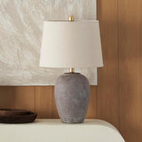 Home 23" Greyish Brown Earth Tone Rustic Farmhouse Ceramic Table Lamp, Dining, Office, with Beige Li