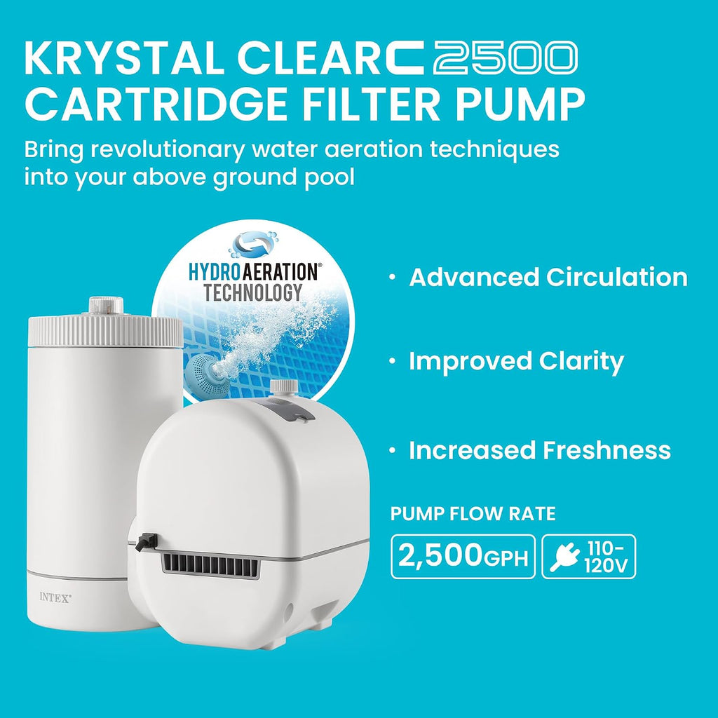 Krystal Clear 2,500 GPH Cartridge Filter Pump for Above Ground Pools | 26633EG - For Swimming Pools: 4,000 to 15,200