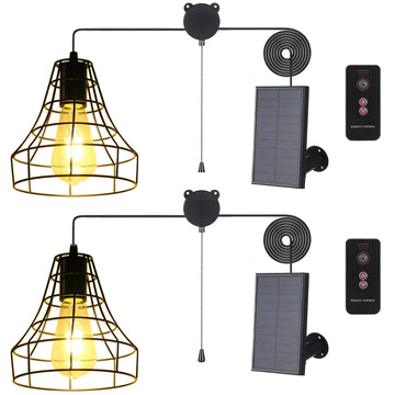 Solar Pendant Lights, Solar Powered Shed Light with Pull Cord