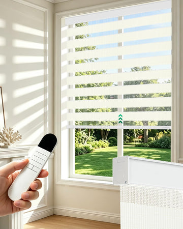 Motorized Zebra Blinds, Remote Control (Cream)