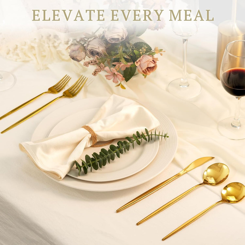 Silverware Set 48-Piece Gold Flatware Set with Steak Knives Food-Grade Stainless Steel Cutlery Set for 8 Mirror