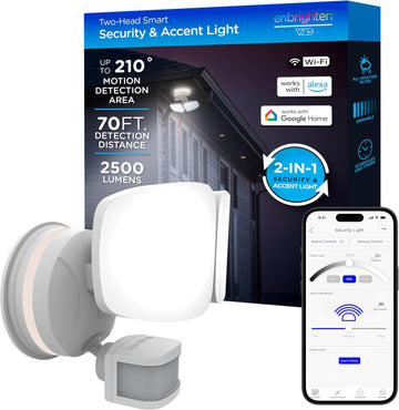 Vibe Smart LED Security Light, Motion Activated, Dual Head | ETL Listed, UV Resistant, 2500 Lumens, 4000K, Works with