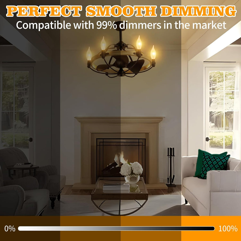 Dimmable LED Candelabra Bulbs 40 Watt Equivalent, 2700K Soft Warm White Chandelier Light Bulbs, 4W 460 Lumens Flame