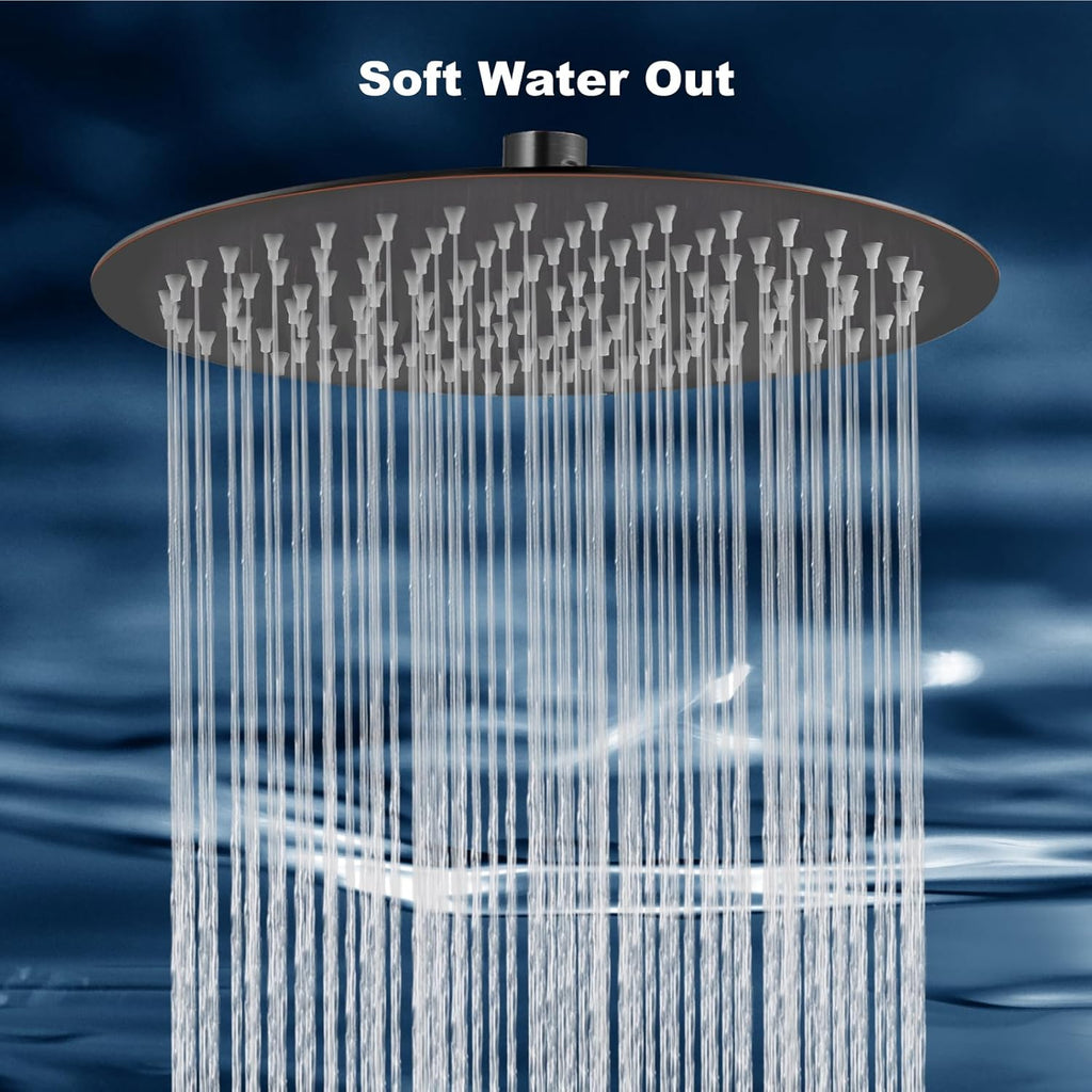 Round Rainfall Shower Head High Pressure Stainless Steel Waterfall Large Rain Shower Head Ultra Thin Design,Oil Rubbed