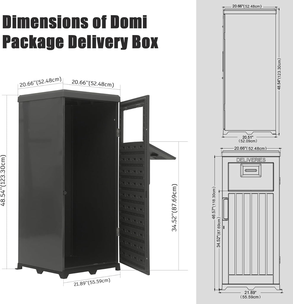 Domi Package Delivery Box Box with Lockable Secure, Waterproof Resin Storage Anti-Theft Outdoor Package Delivery