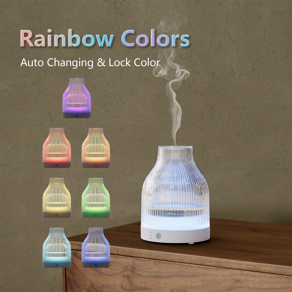 Glass Essential Oil Diffuser 200ml, 7-Color LED