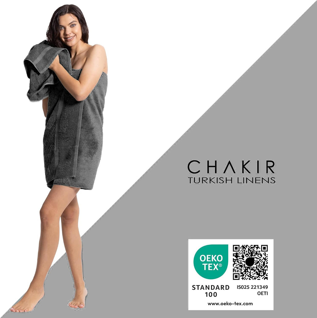 Hotel & Spa Quality 100% Cotton Premium Turkish Towels | Soft & Absorbent (Dark Gray, 6-Piece Towel Sets)
