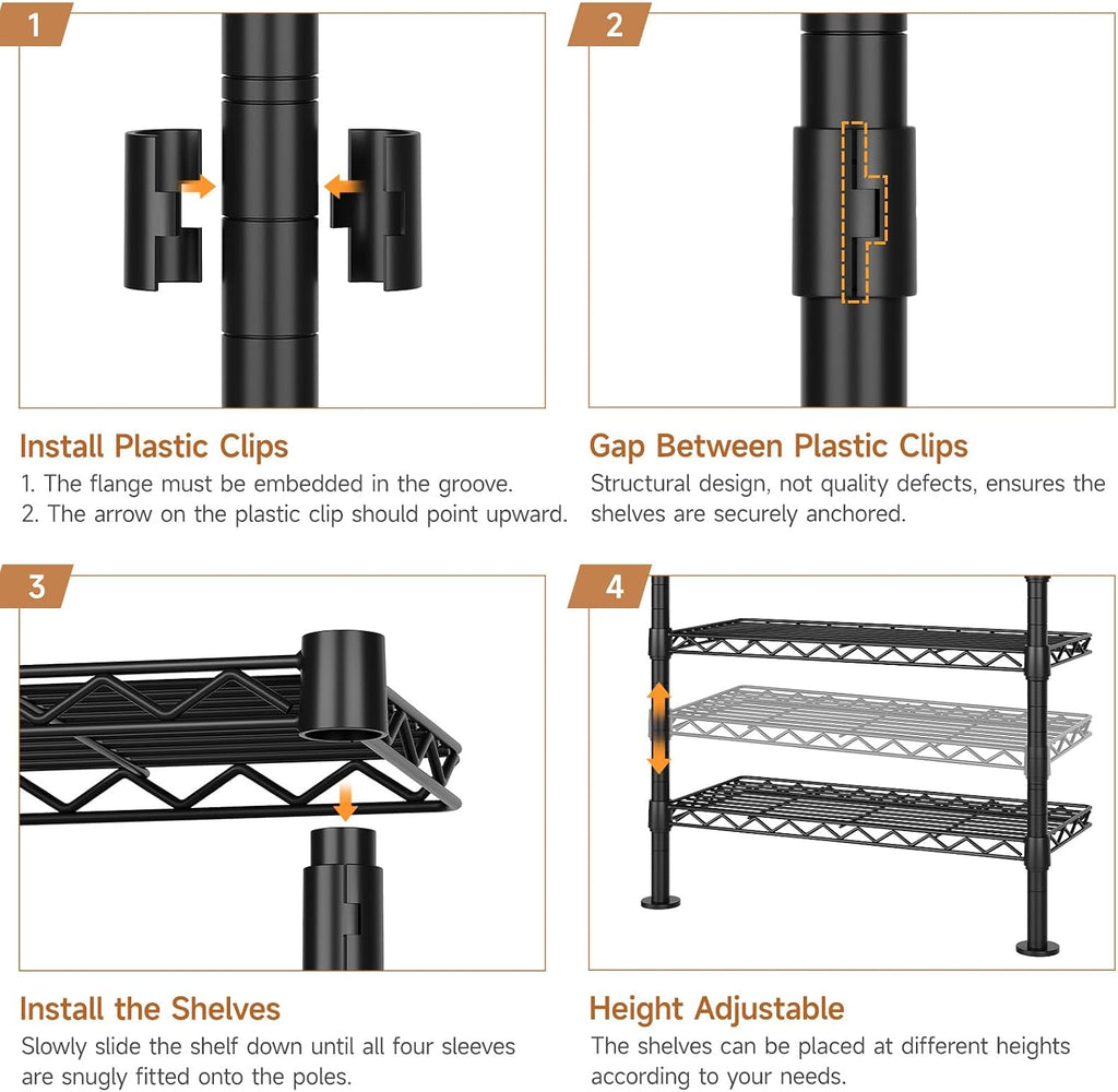 Wall Mounted Garment Rack, Industrial Pipe Metal Clothing Rack with 6 Hanging Rods (4 Expandable) & 8 Shelves, Closet