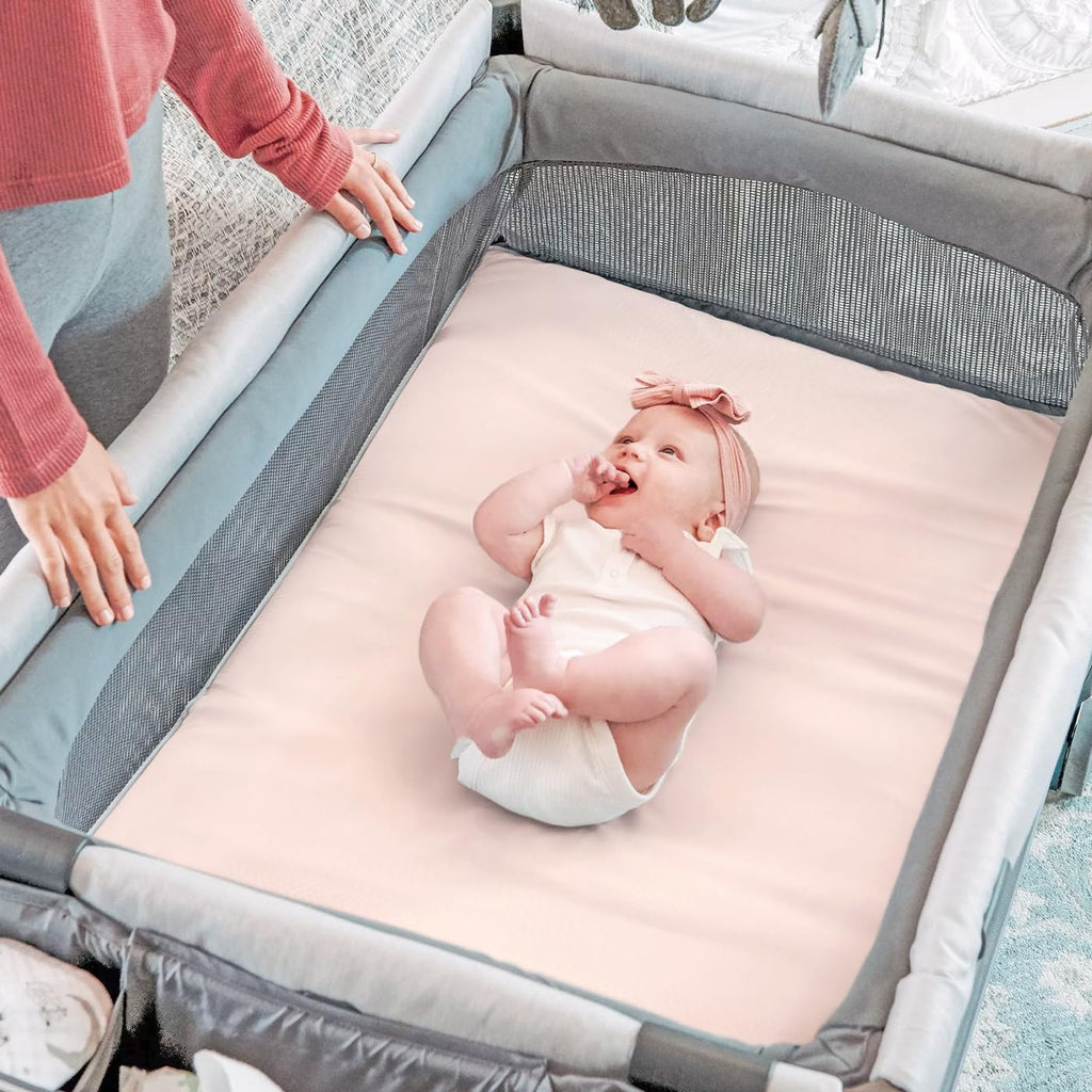 Mini Crib Sheets Fitted, Pack and Play Sheets 3 Pack, Ultra Soft Stretchy Pack N Play Sheets, Universal Fit for