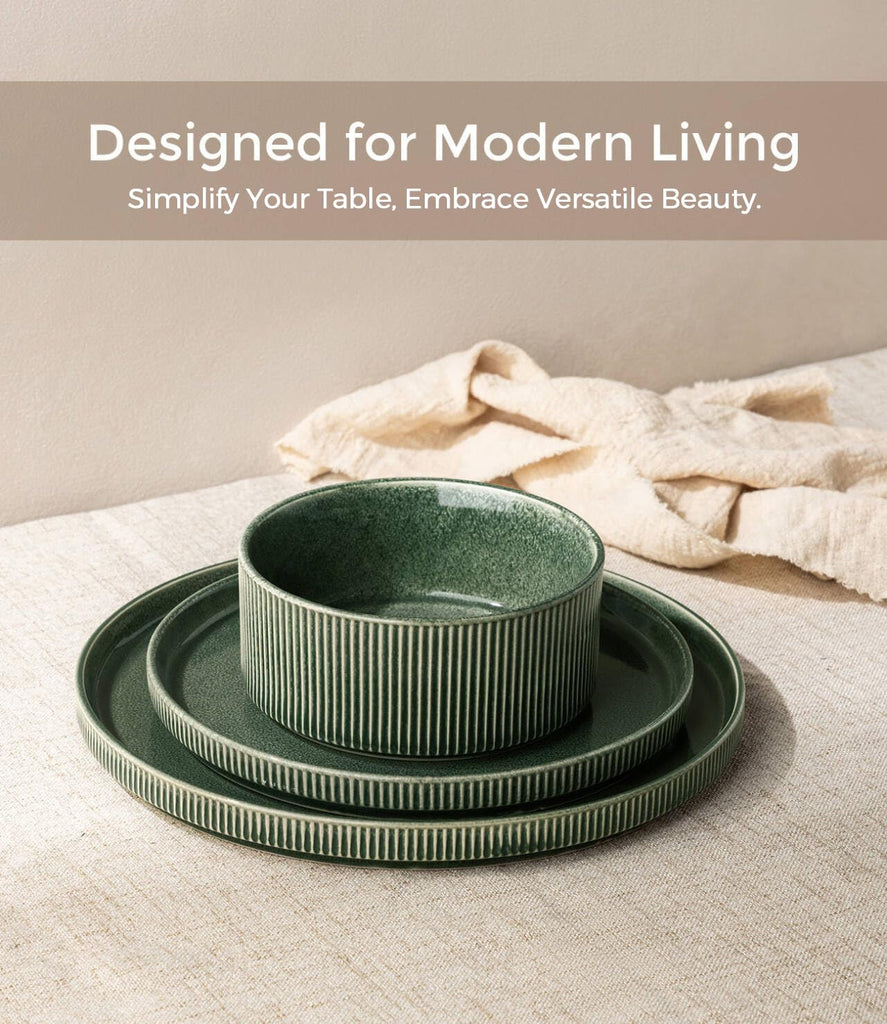 Stoneware Dinnerware Sets for 6,18-Piece Plates and Bowls Set