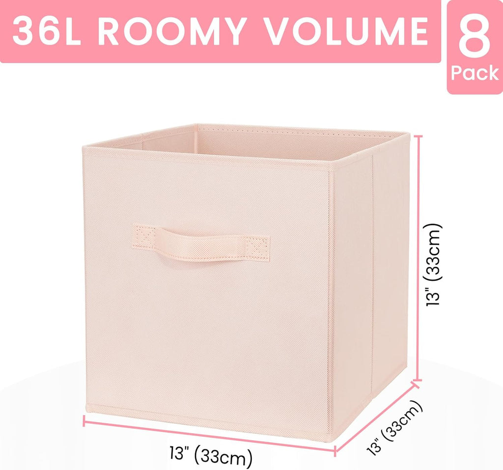 Storage Cubes - 13 Inch Heavy Duty Fabric Storage Bins for Shelves Closet Cube Organizer - 8 Pack Collapsible Cube