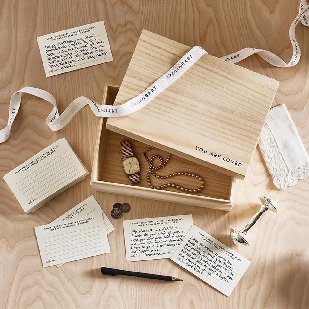 Keepsake Box Pine Wood Memory Storage Case for Time Capsule Notes Gift 7" x 10", You are Loved
