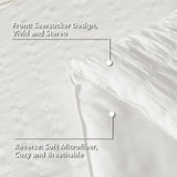 Oversized Queen Comforter Set White Seersucker 7 Pieces 98x98 Bed in a Bag Comforter Set with Sheets