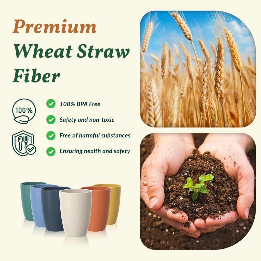 Plastic Cups Alternatives Unbreakable Drinking Glasses Wheat Straw Cup Sets Camping Party RV Stackable Water Tumblers