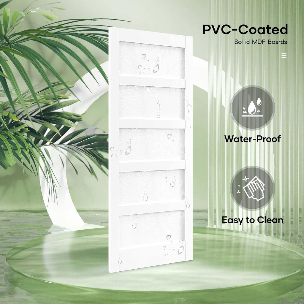30x84 inch White Barn Door with 5.5FT Sliding Door Hardware Kit Included & Handle,Solid,MDF, PVC Surface,DIY Assembly