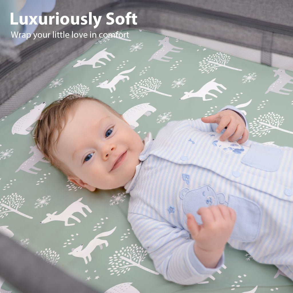 Bedside Bassinet Sheets Boy Fitted, Rectangle 33"x20" 3-Pack