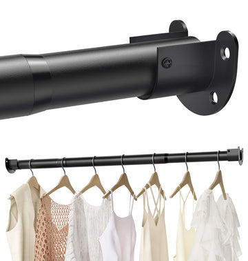 Closet Rods for Hanging Clothes, 16 to 74 Inch Stepless Adjustable Closet Rod, 1.3 Inch Heavy Duty Closet Hanging Rod
