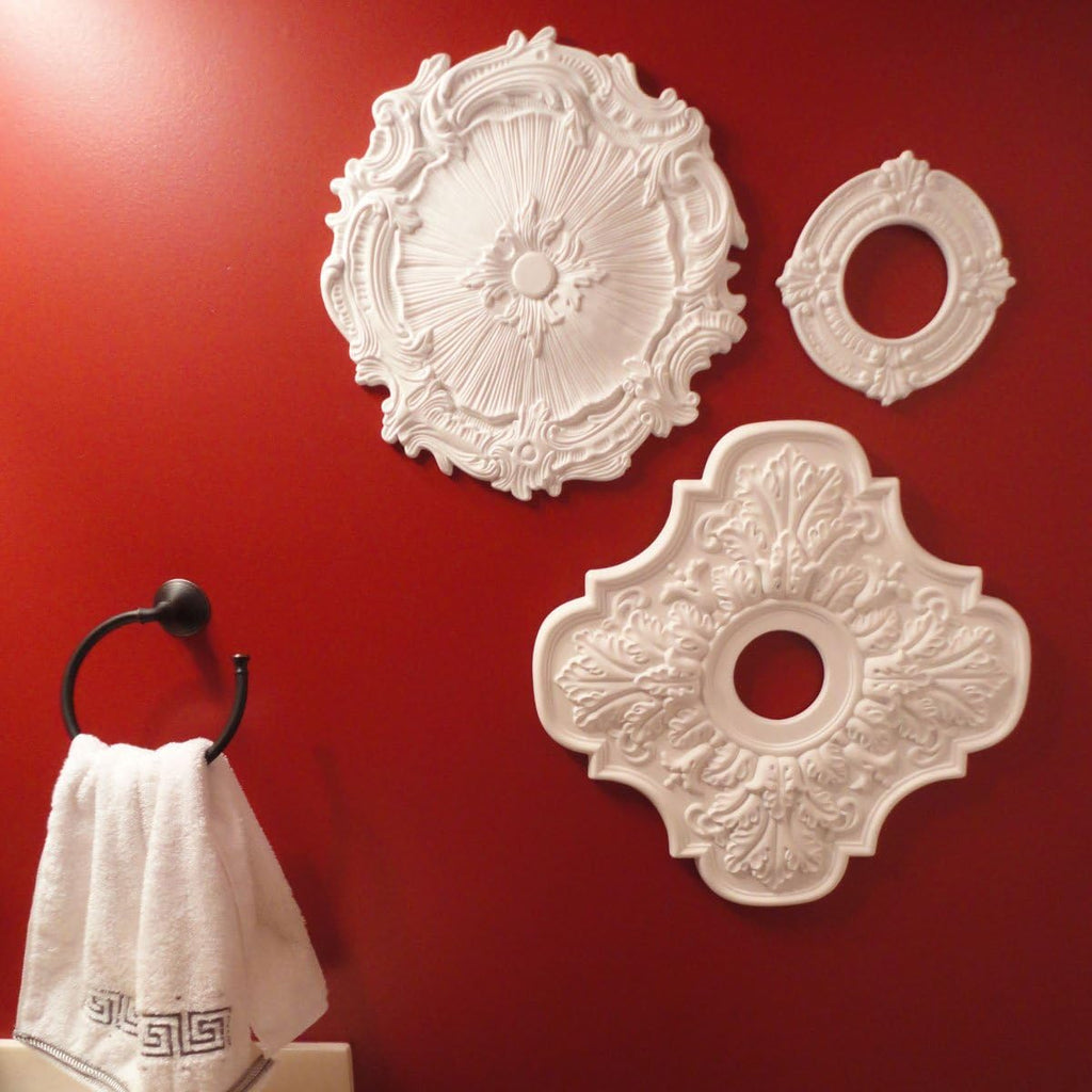 16 3/4"OD x 3 1/2"ID x 1 3/8"P Plymouth Ceiling Medallion, Fits Canopies up to 3-1/2", 2 Piece