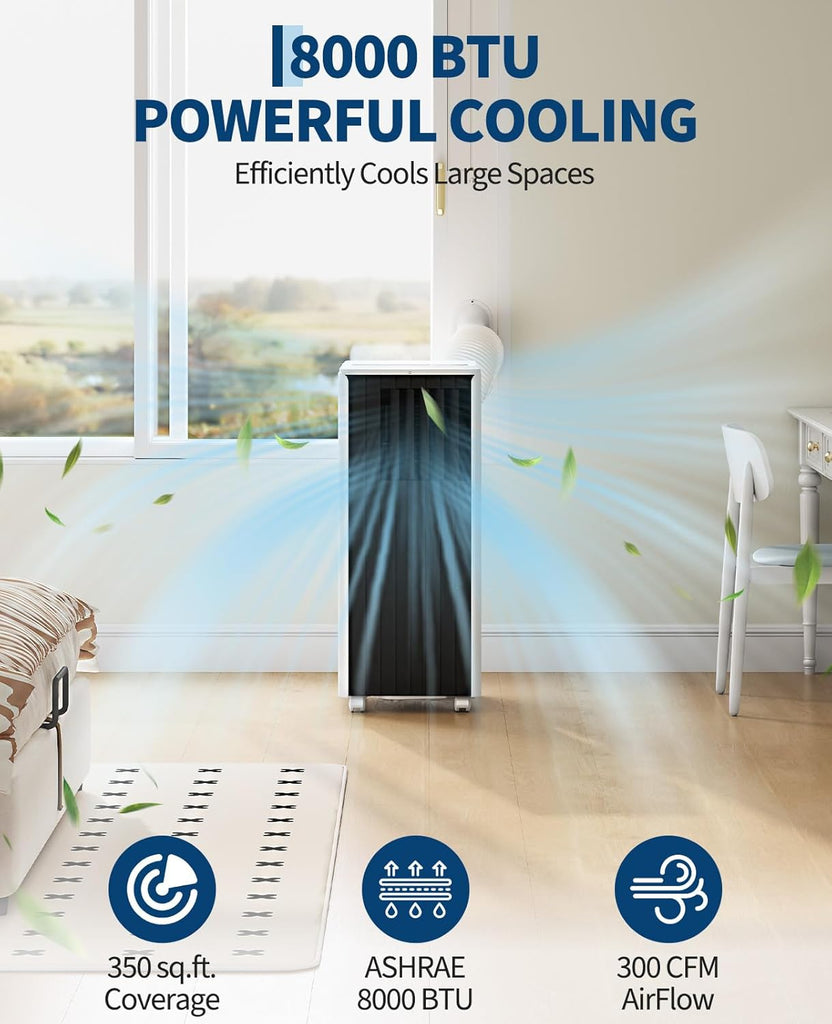 8000 BTU Portable Air Conditioner, 3-in-1 Cooling
