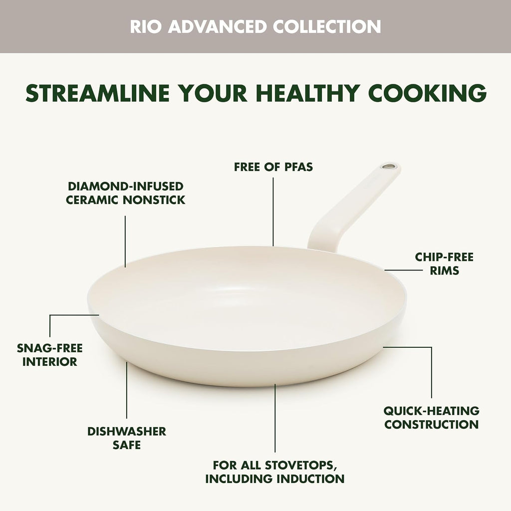 Rio Advanced 12 Piece Cookware Set, Ceramic Nonstick PFAS-Free Pots & Pans with Cooking Utensils, Induction Ready