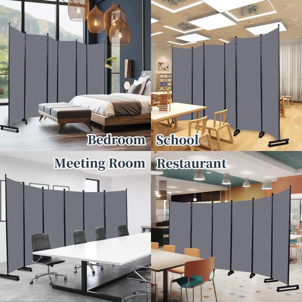 Room Divider 6 Panel-132''Wide Folding Privacy Screen, Large Partition Wall