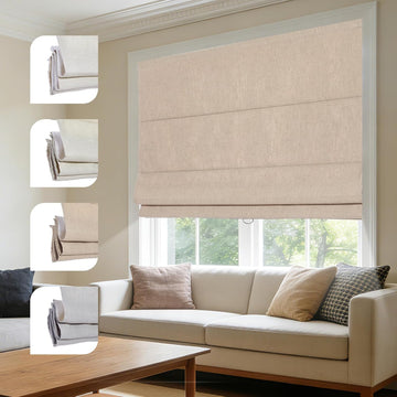 Blackout Roman Shades for Windows,Linen Fabric Roman Shades for Indoor Windows Cordless,Pull Down Window Blinds