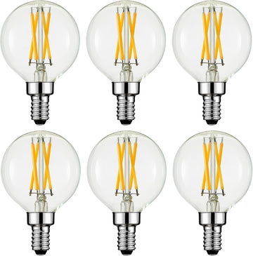 G16.5 Light Bulb,4W E12 LED Bulb dimmable Equivalent E12 Candelabra Bulb 40 Watt,Warm White 2700K,400lm,CRI85+,AC120V (Pack Of 6)