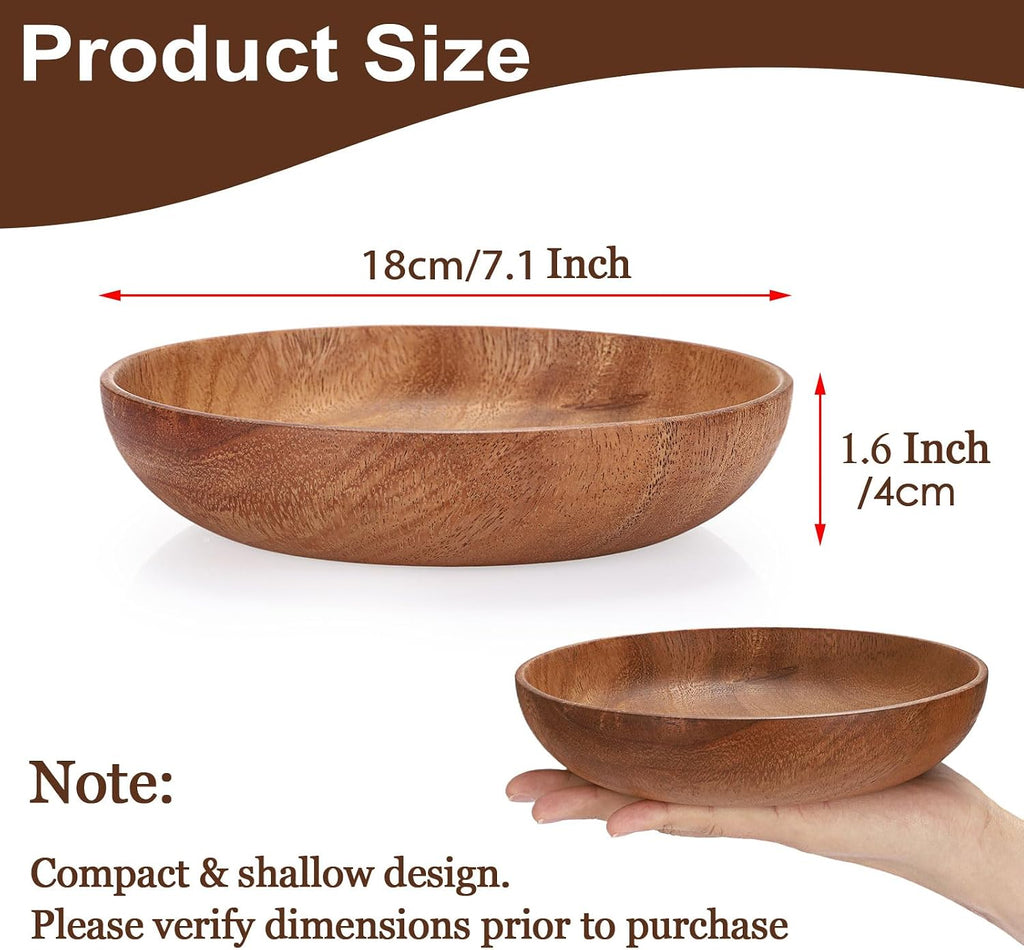 7.1 Inch Wooden Key Bowl for Entryway Table, Small Catch All Bowl
