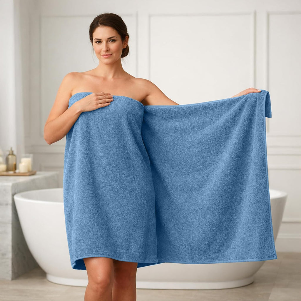 Pack of 1 Jumbo Bath Sheet 40 x 80 Inches 100% Cotton Oversized Bath Towel , Extra Large & Lightweight, Soft &