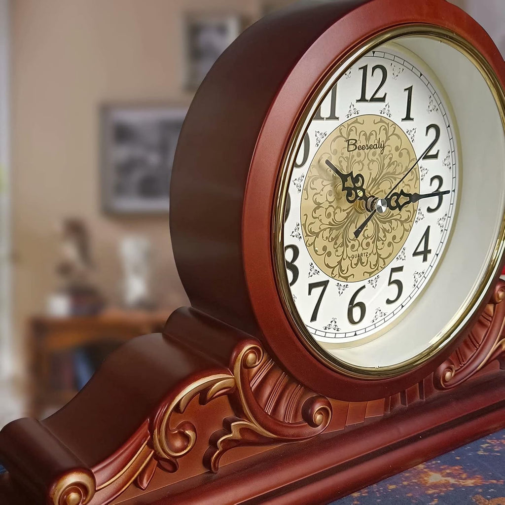 Mantel Clock, Antique Desk Clock, Modern Quartz Movement-Continuous Scanning (Ultra-Quiet)