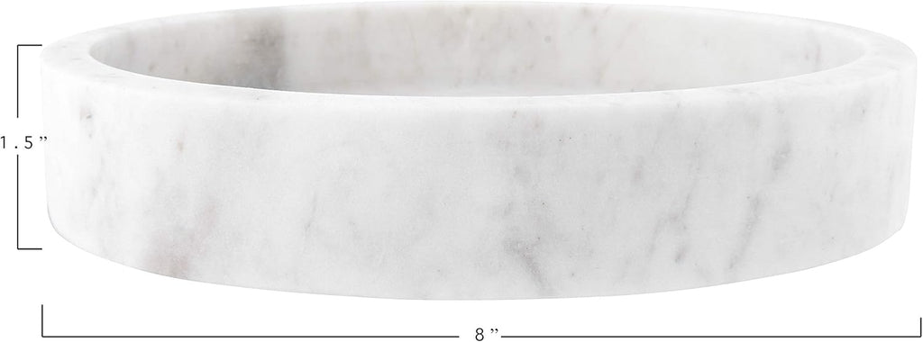 Co-Op Minimalist Round Carved Marble Tray or Charcuterie Board, White