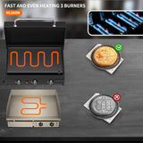 3-Burner Propane Gas Griddle with Hood, 23.3-Inch Portable Flat Top Grill, 45,000 BTU Outdoor Camping Griddle