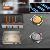 3-Burner Outdoor Propane Gas Griddle, 30,000 BTU Flat Top Grill with Side Shelves for Camping and BBQ