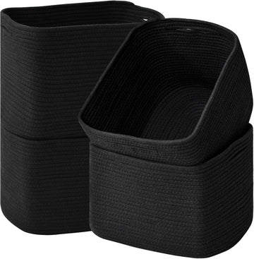 Storage Baskets for Organizing & Shelves, Woven Cotton Rope Organization Bins for Dog Toys, Clothes, Books, Nursery