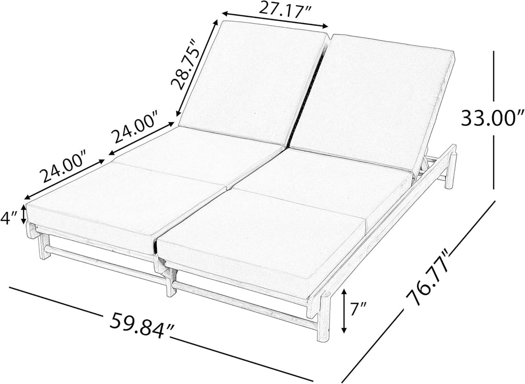 Set of 2 Outdoor Chaise Lounges with 3-Fold Cushions, Acacia Wood Recliner Chair Frame with Slatted Design