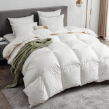 Feathers & Down Comforter, Organic Duvet Insert, 100% Cotton Shell, Ethically-sourced Feathers and D