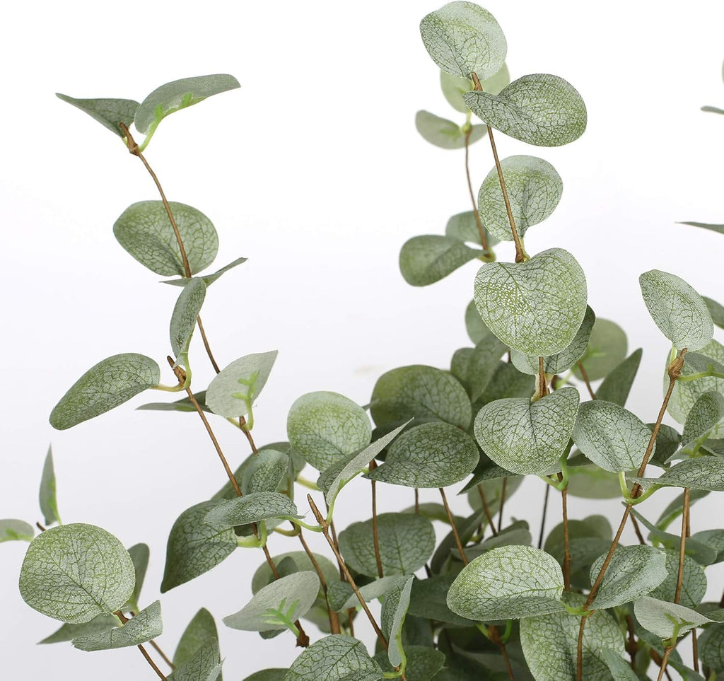 12 Pcs 27" Eucalyptus Stems Greenery Stems Eucalyptus Leaf Spray in Green Silk Plastic Plants Floral Artificial