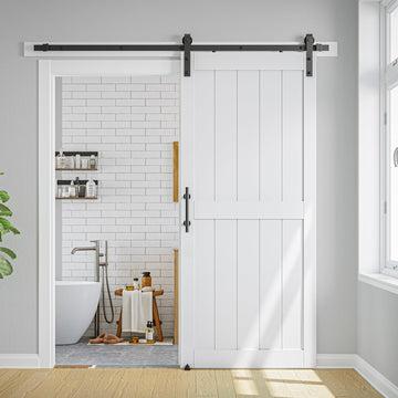 30 x 84 in Manufactured Paneled Wood Barn Door with Installation Hardware